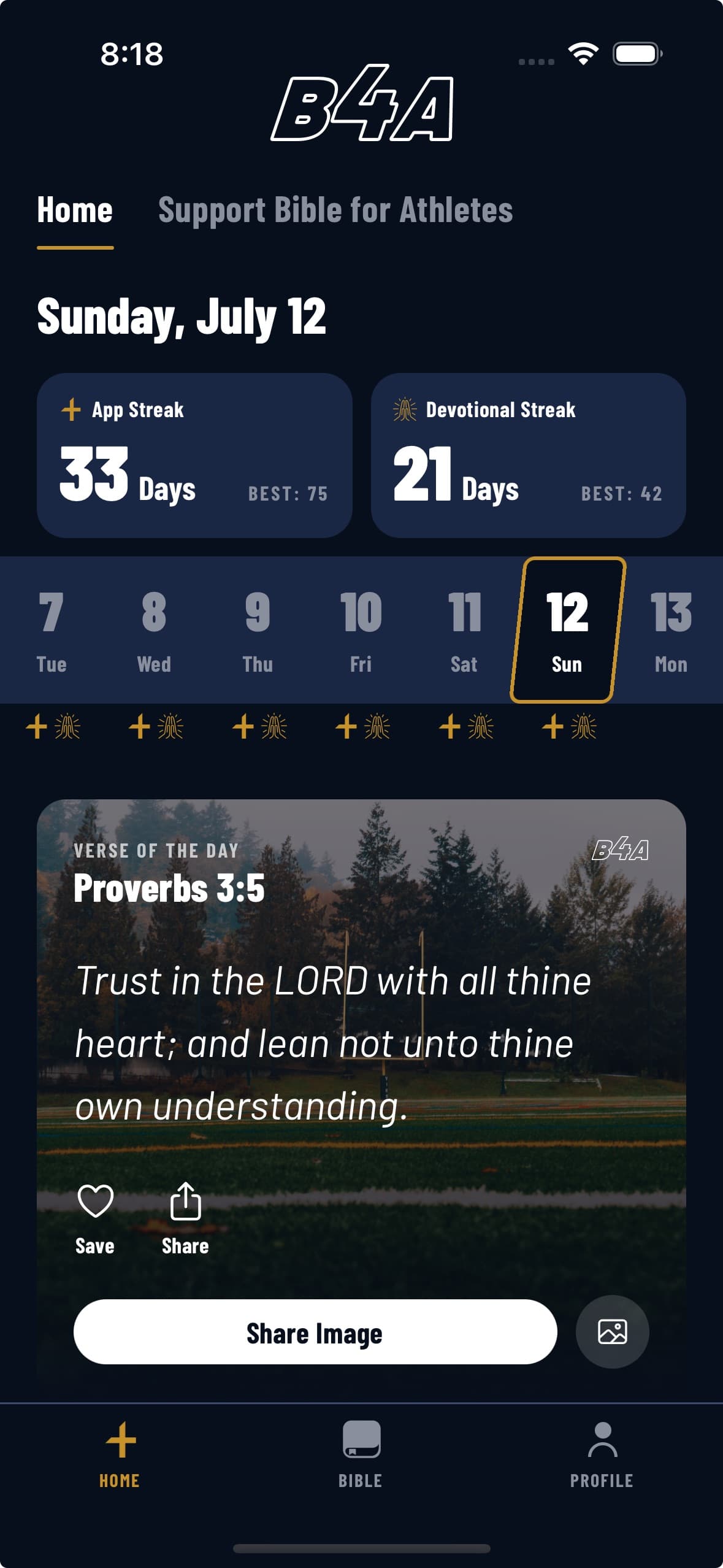 Daily devotional screen